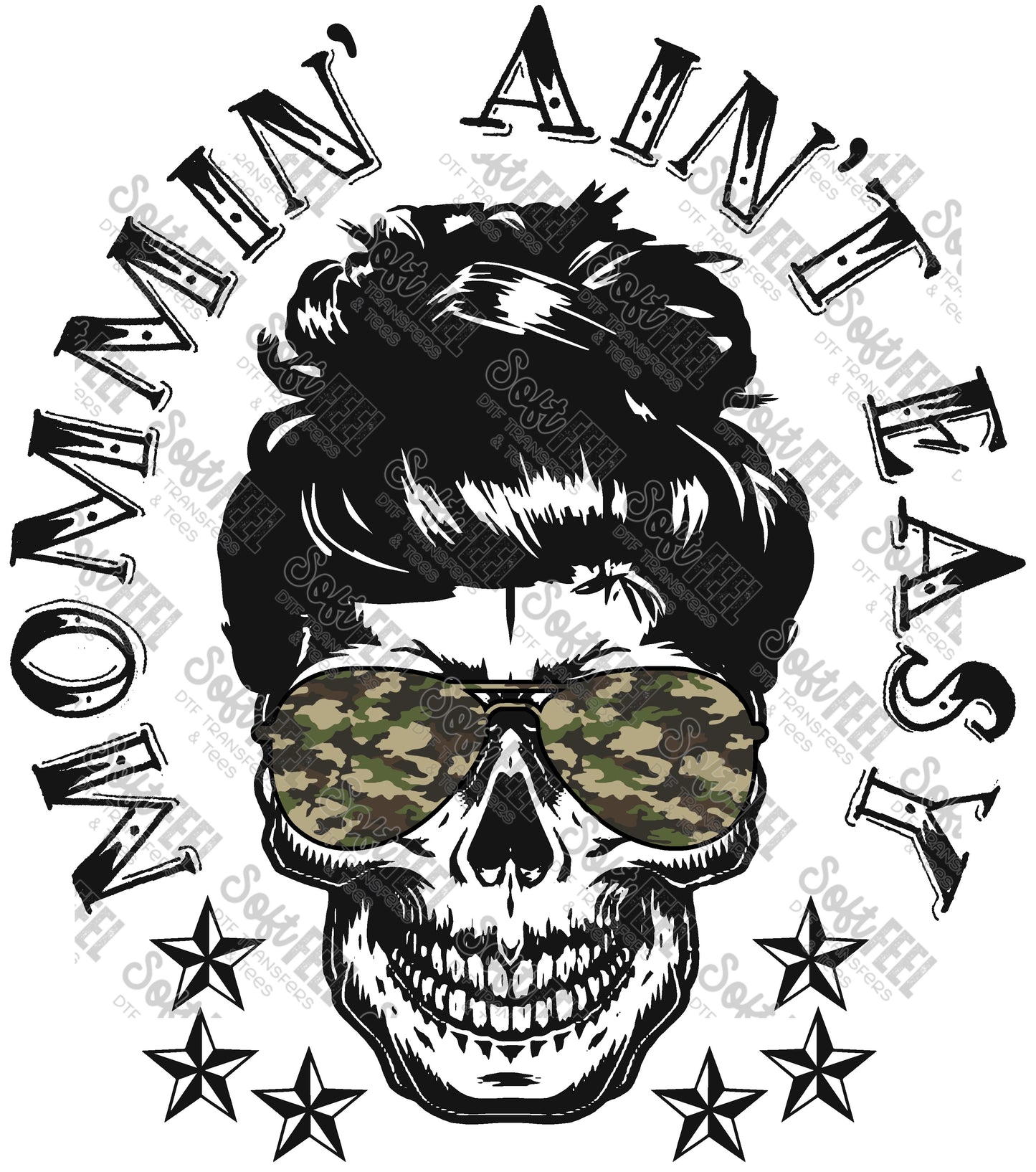 Mommin Aint Easy Skull Camo Glasses - Women's - Direct To Film Transfer / DTF - Heat Press Clothing Transfer