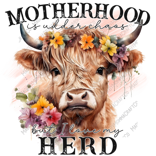 Motherhood Is Udder Chaos But I Love My Herd - Cheat Clear Waterslide™ or White Cast Sticker