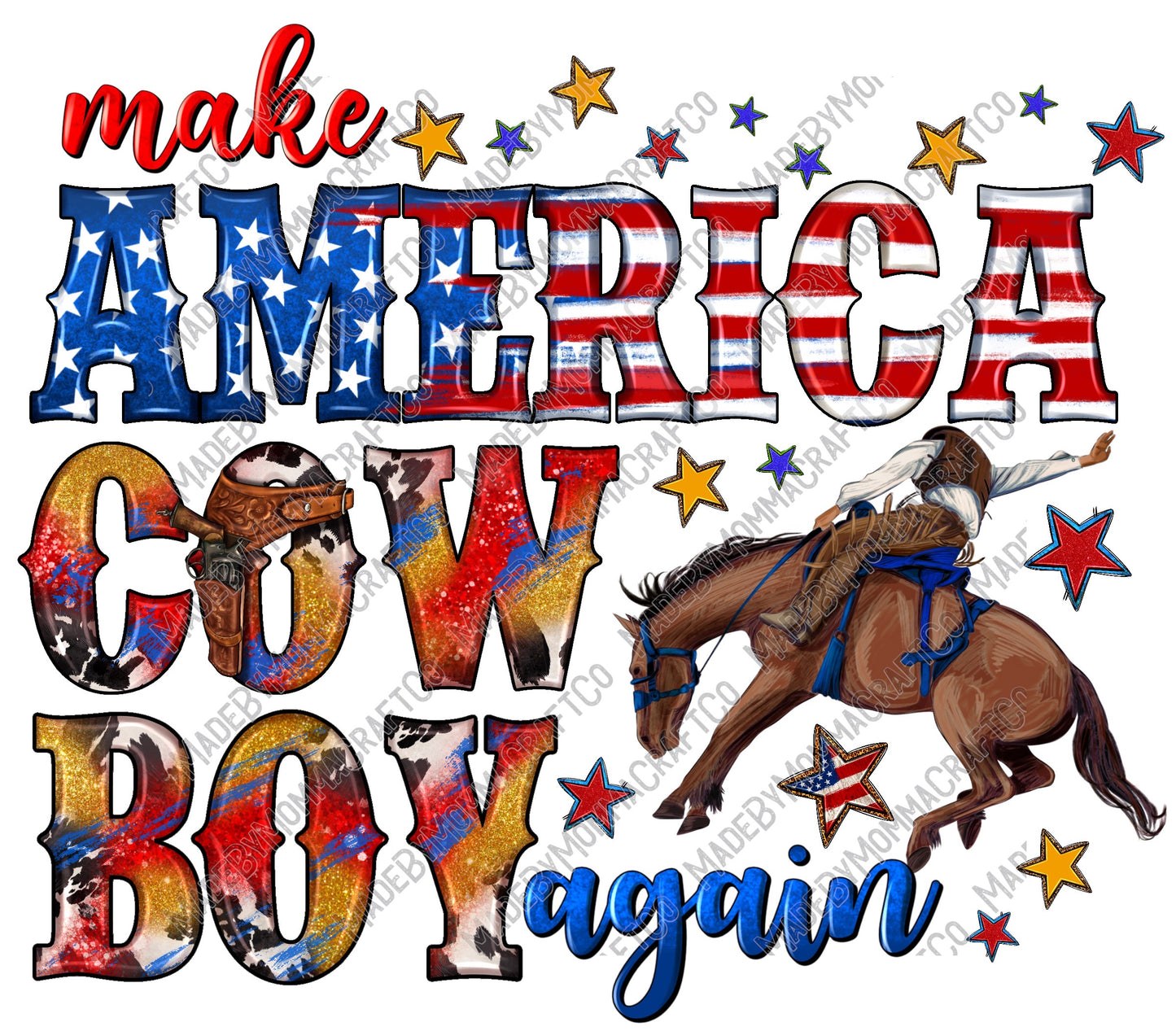 Make America Cowboy Again - Country / Political - Cheat Clear Waterslide™ or White Cast Sticker