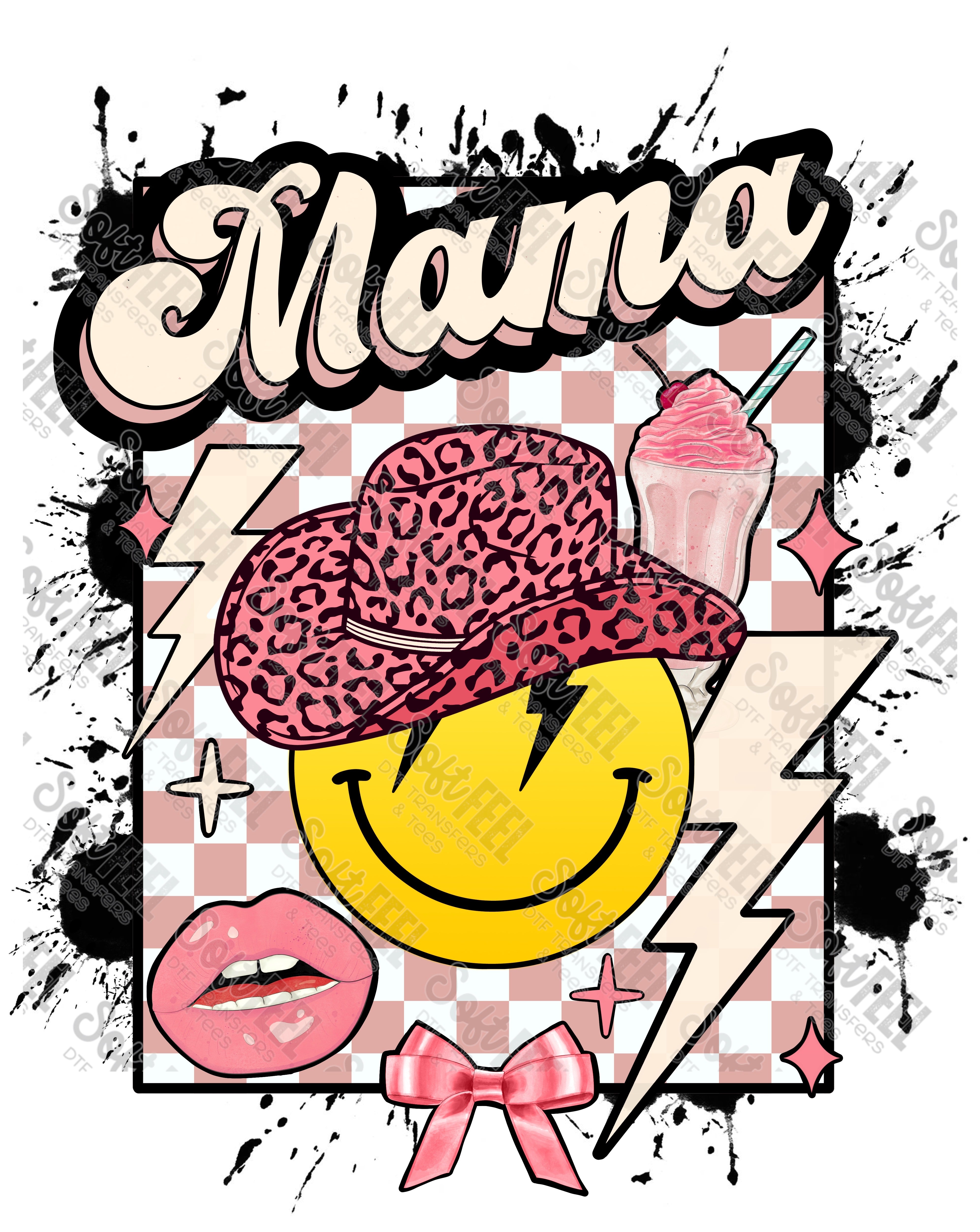 Mama Smiley 2 - Women&#39;s - Direct To Film Transfer / DTF - Heat Press Clothing Transfer