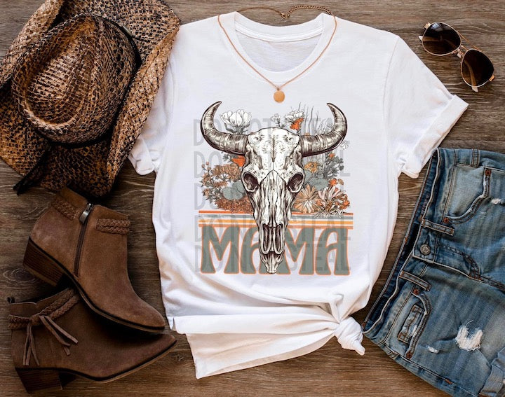 MAMA Skull - Western / Women's - Direct To Film Transfer / DTF - Heat Press Clothing Transfer