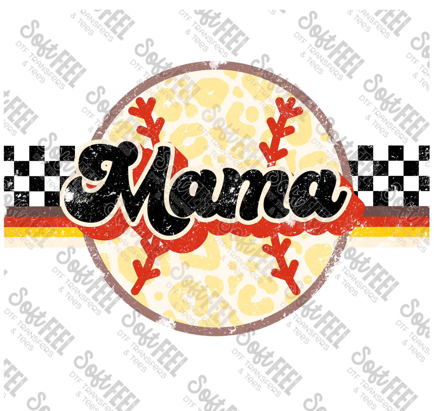 Retro Ball Mama -Retro / Sports - Direct To Film Transfer / DTF - Heat Press Clothing Transfer