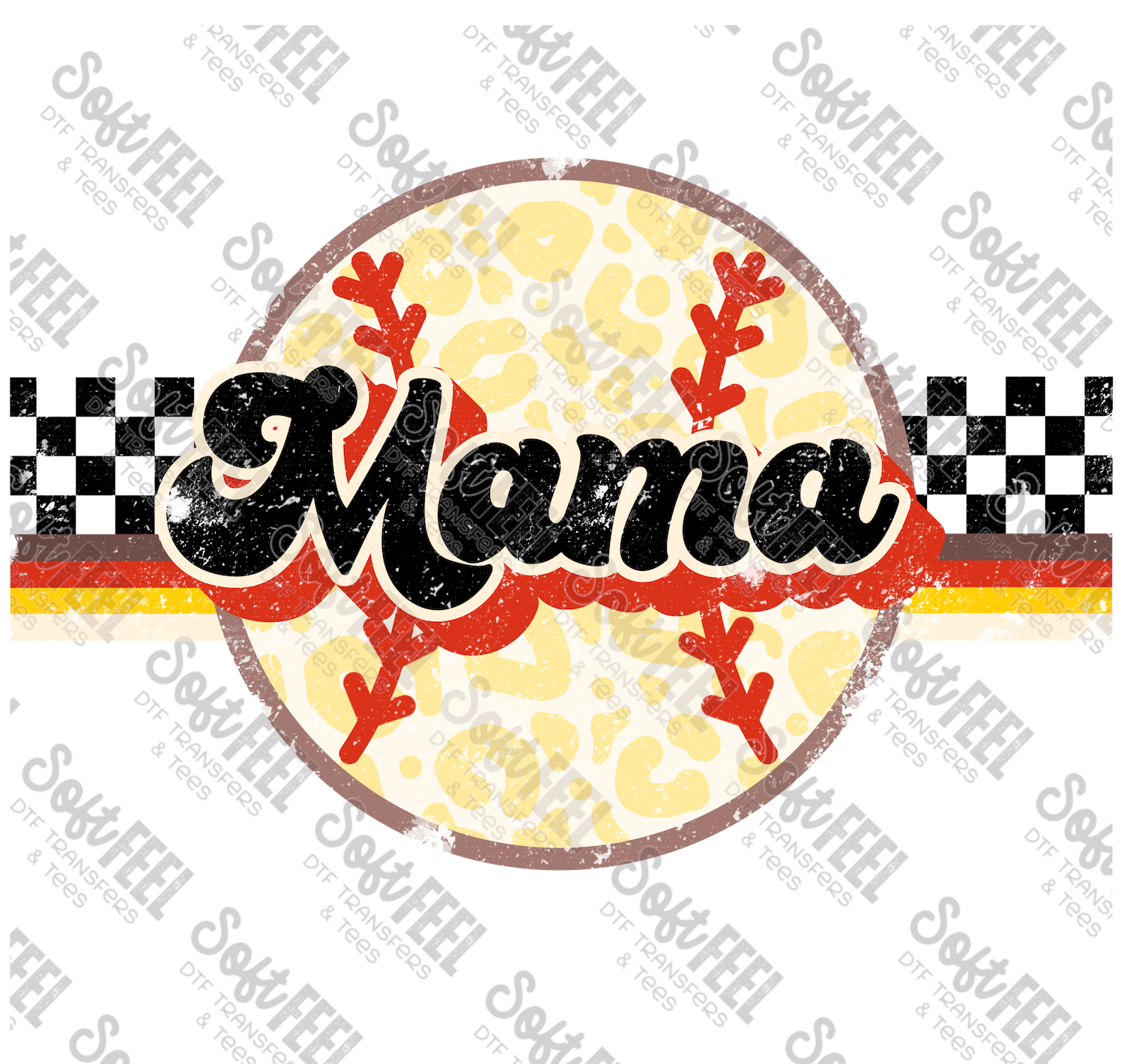 Retro Ball Mama -Retro / Sports - Direct To Film Transfer / DTF - Heat Press Clothing Transfer