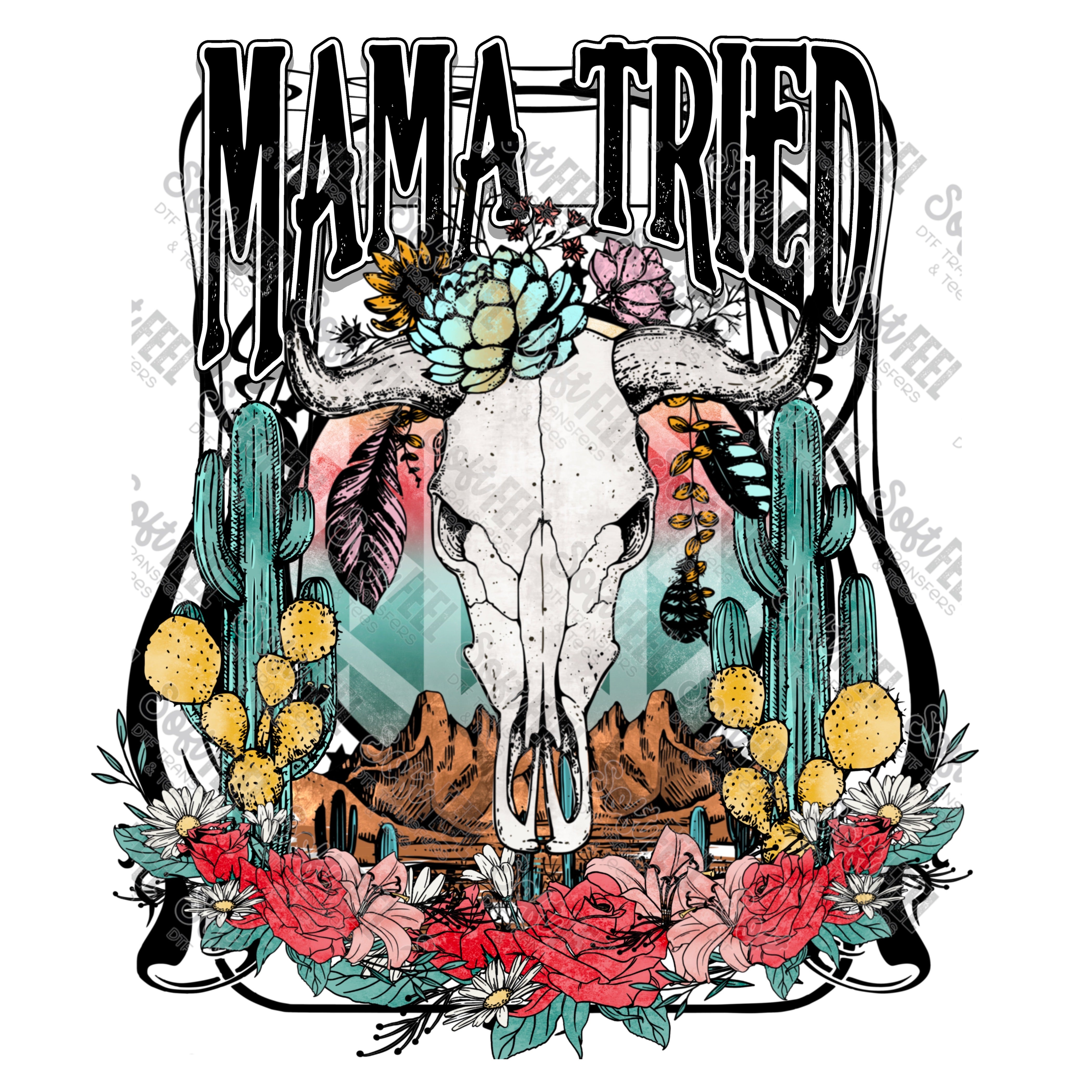 MAMA TRIED - Women&#39;s / Western / Music - Direct To Film Transfer / DTF - Heat Press Clothing Transfer