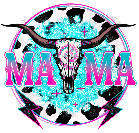 Mama Skull  - Retro / Women's / Western - Direct To Film Transfer / DTF - Heat Press Clothing Transfer