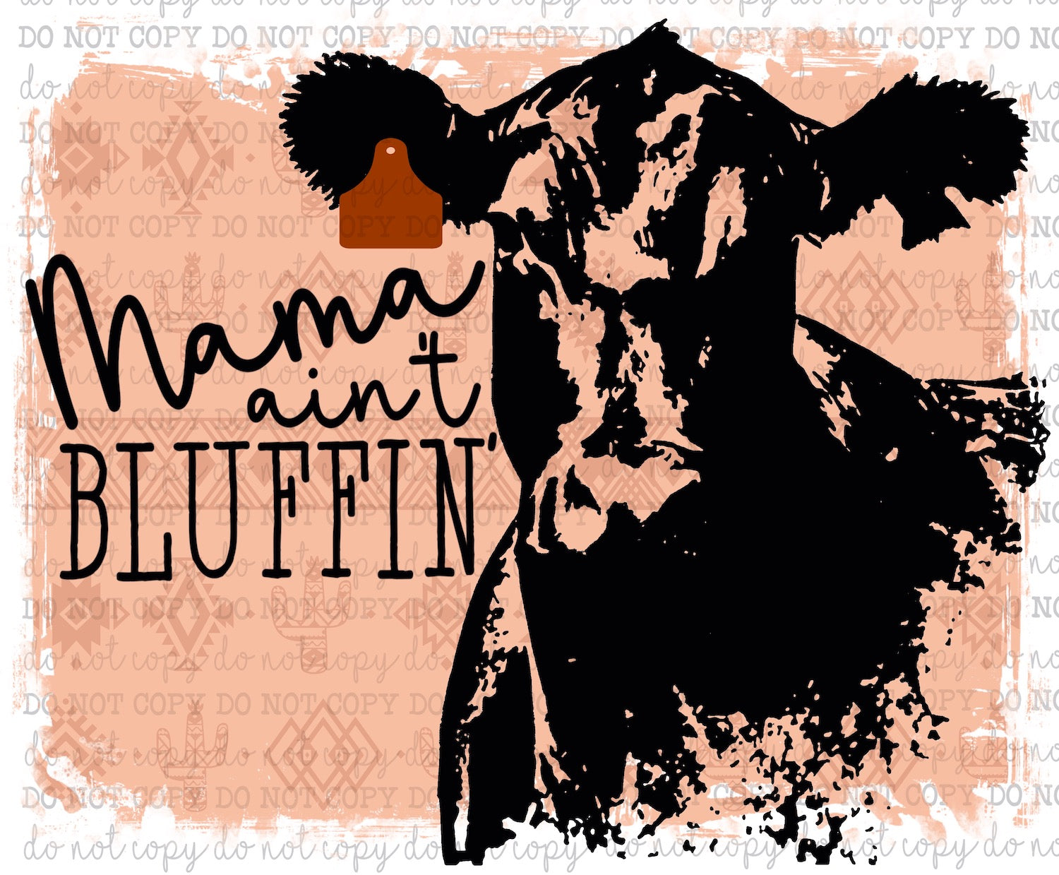 Mama Ain&#39;t Bluffin&#39; Cow - Country Western - Cheat Clear Waterslide™ or White Cast Sticker