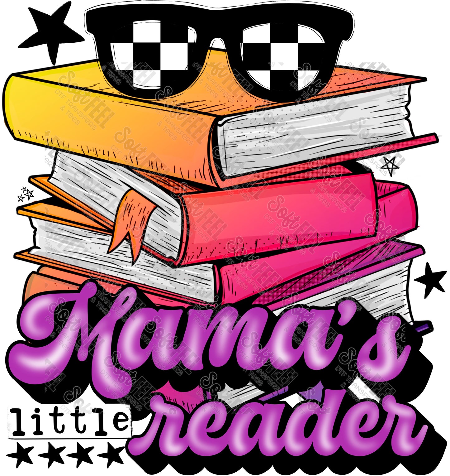 Mama's Little Reader - Back to School - Youth / School and Teacher- Direct To Film Transfer / DTF - Heat Press Clothing Transfer