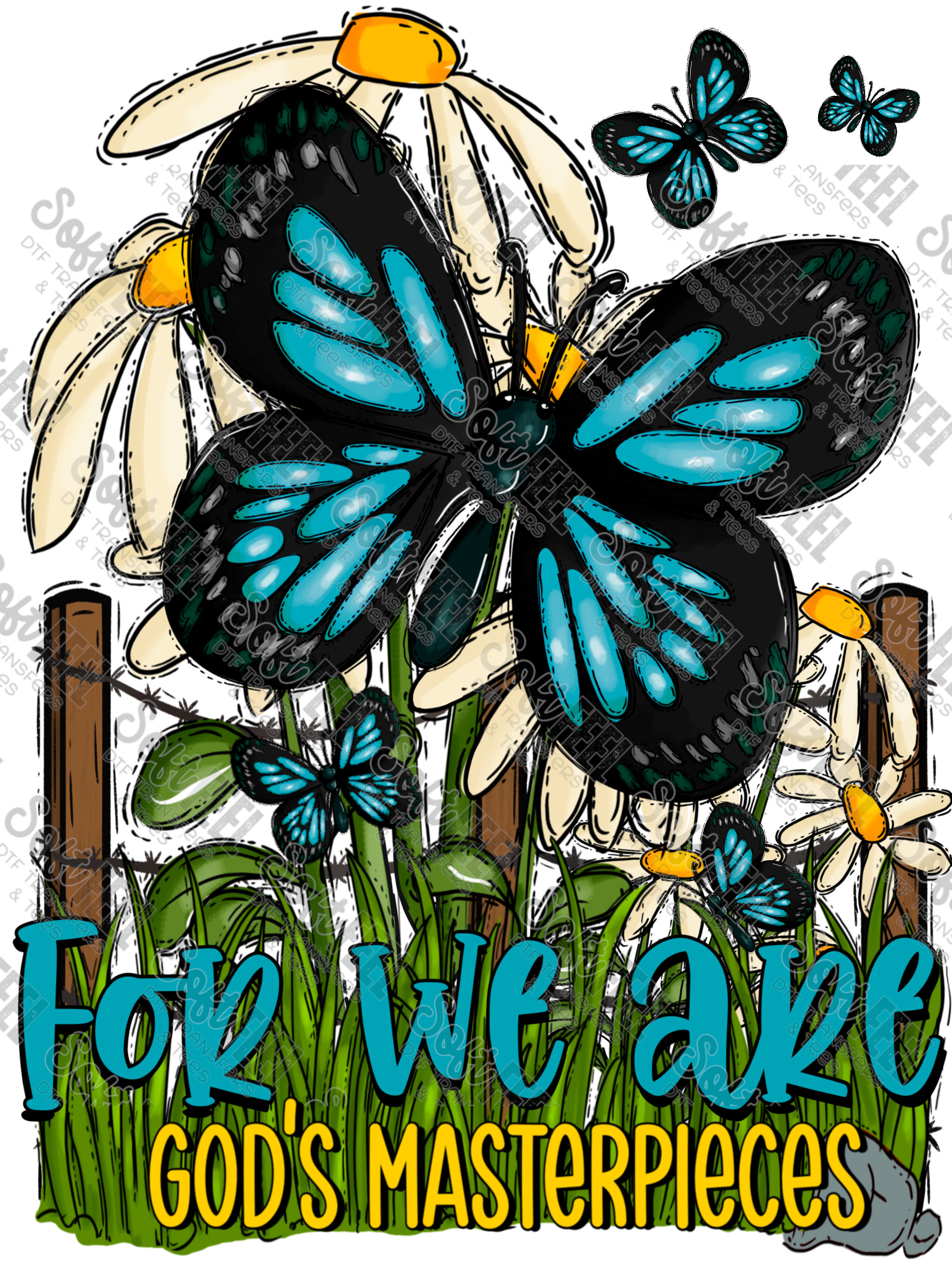 God&#39;s Masterpieces Butterfly - Women&#39;s / Youth / Christian - Direct To Film Transfer / DTF - Heat Press Clothing Transfer