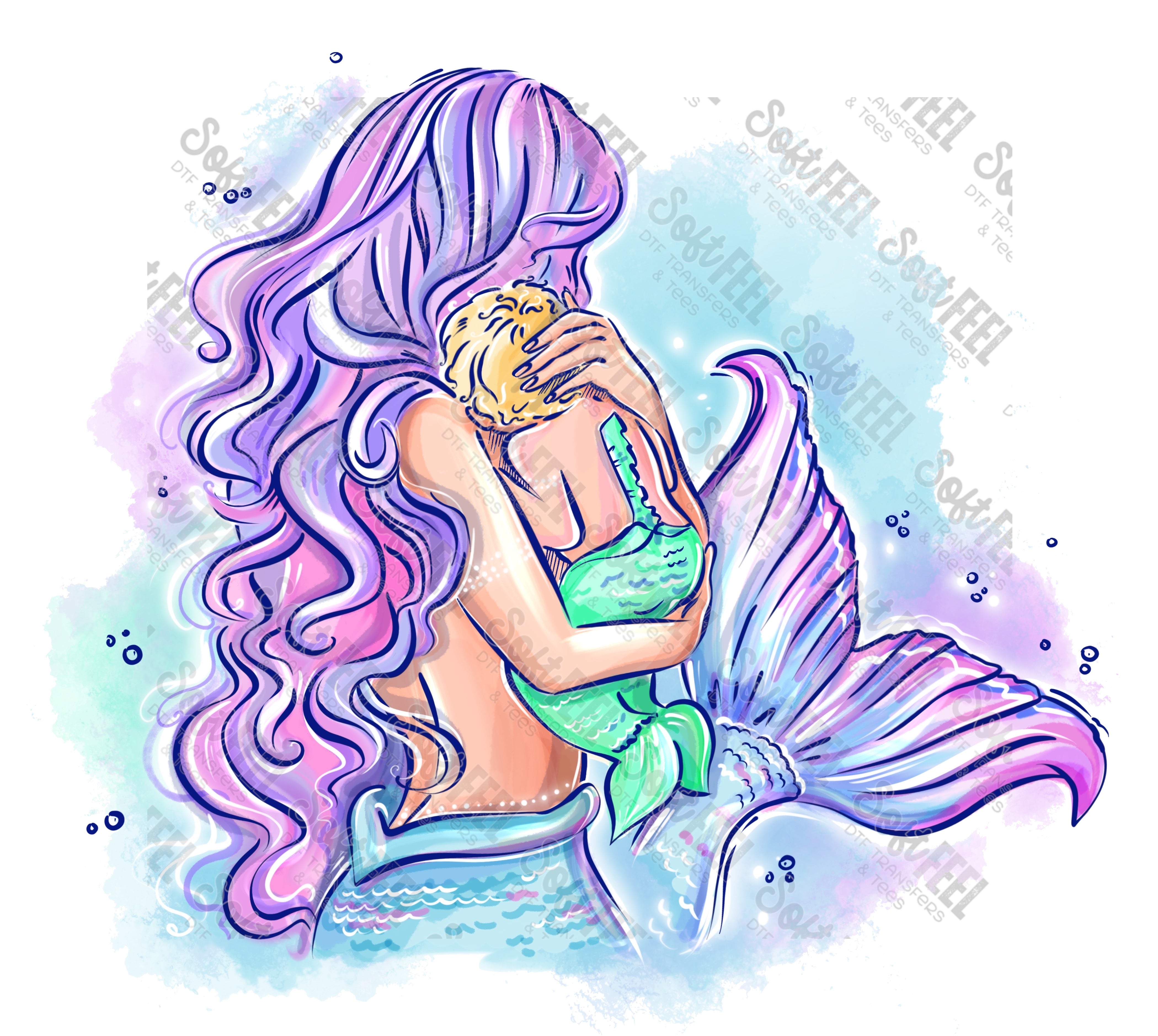 Mermaid With Baby - Women&#39;s - Direct To Film Transfer / DTF - Heat Press Clothing Transfer