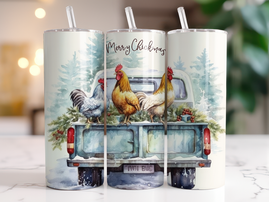 Merry Chickmas - Sublimation or Waterslide Wrap - 20oz and 30oz