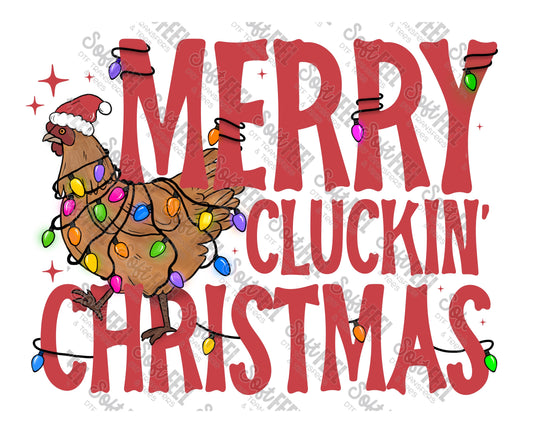 Merry Clucking Christmas - Christmas - Direct To Film Transfer / DTF - Heat Press Clothing Transfer