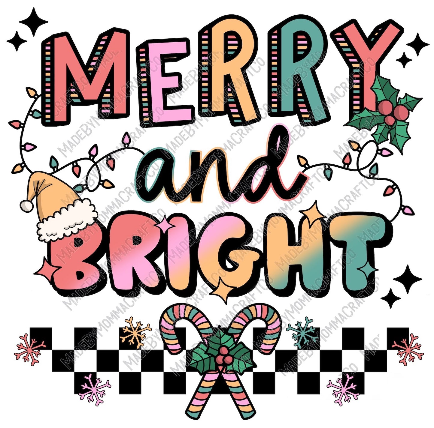 Merry Bright - Christmas - Cheat Clear Waterslide™ or White Cast Sticker