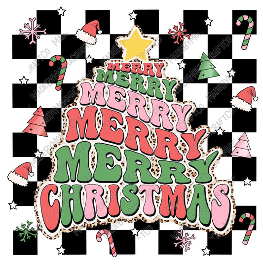 Merry Christmas Checker 2 - Christmas - Cheat Clear Waterslide™ or White Cast Sticker