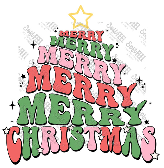 Merry Christmas Star 2 - Christmas / Women's / Retro - Direct To Film Transfer / DTF - Heat Press Clothing Transfer