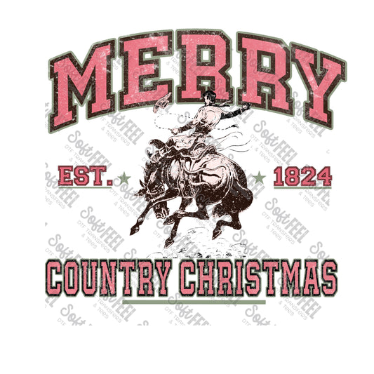 Merry Country Bronco - Christmas - Direct To Film Transfer / DTF - Heat Press Clothing Transfer