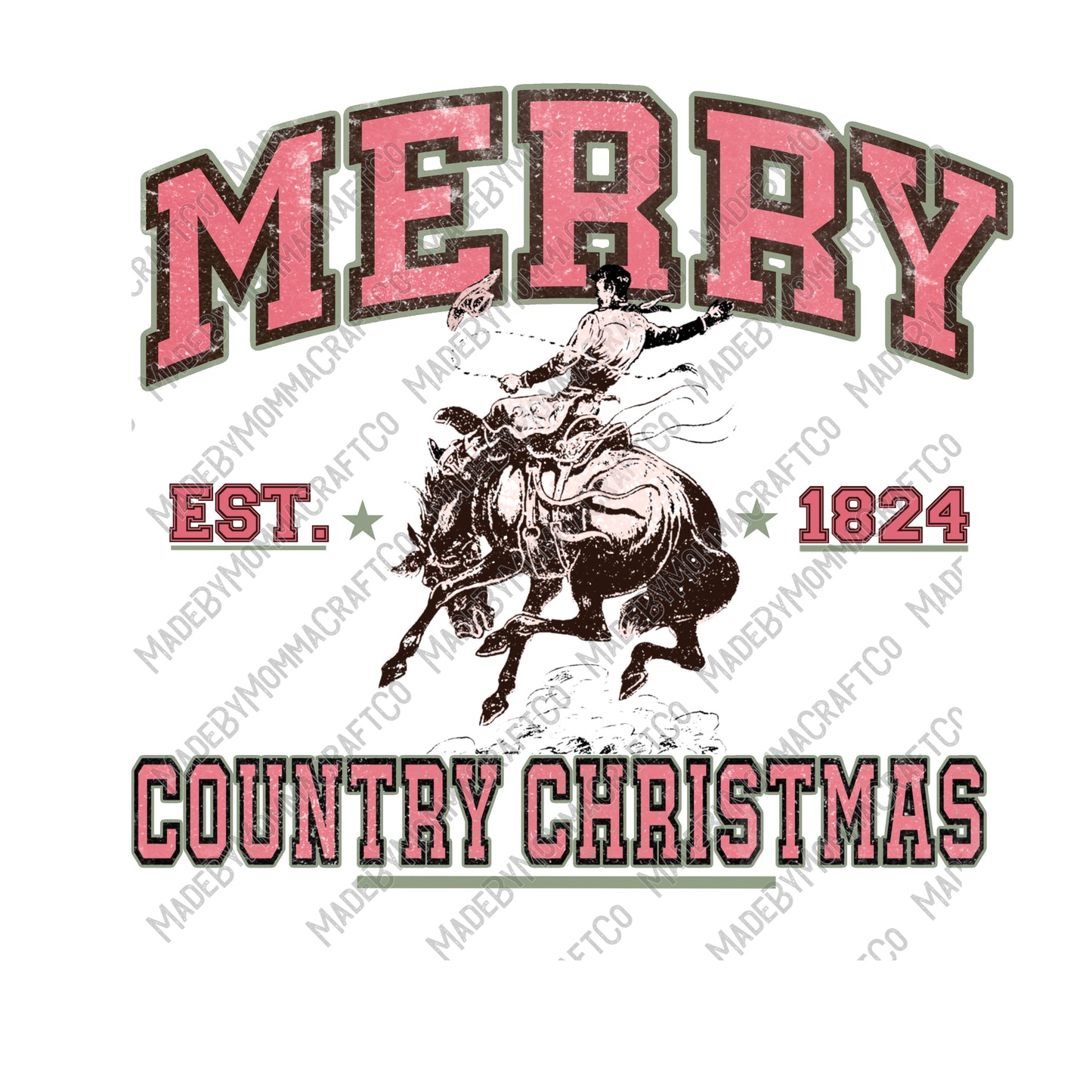 Merry Country Bronco - Christmas - Cheat Clear Waterslide™ or White Cast Sticker