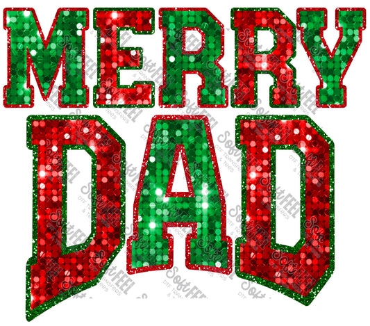 Merry Dad - Christmas - Direct To Film Transfer / DTF - Heat Press Clothing Transfer