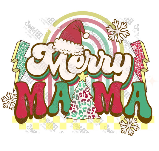 Merry Mama Light - Women's / Christmas / Retro - Direct To Film Transfer / DTF - Heat Press Clothing Transfer