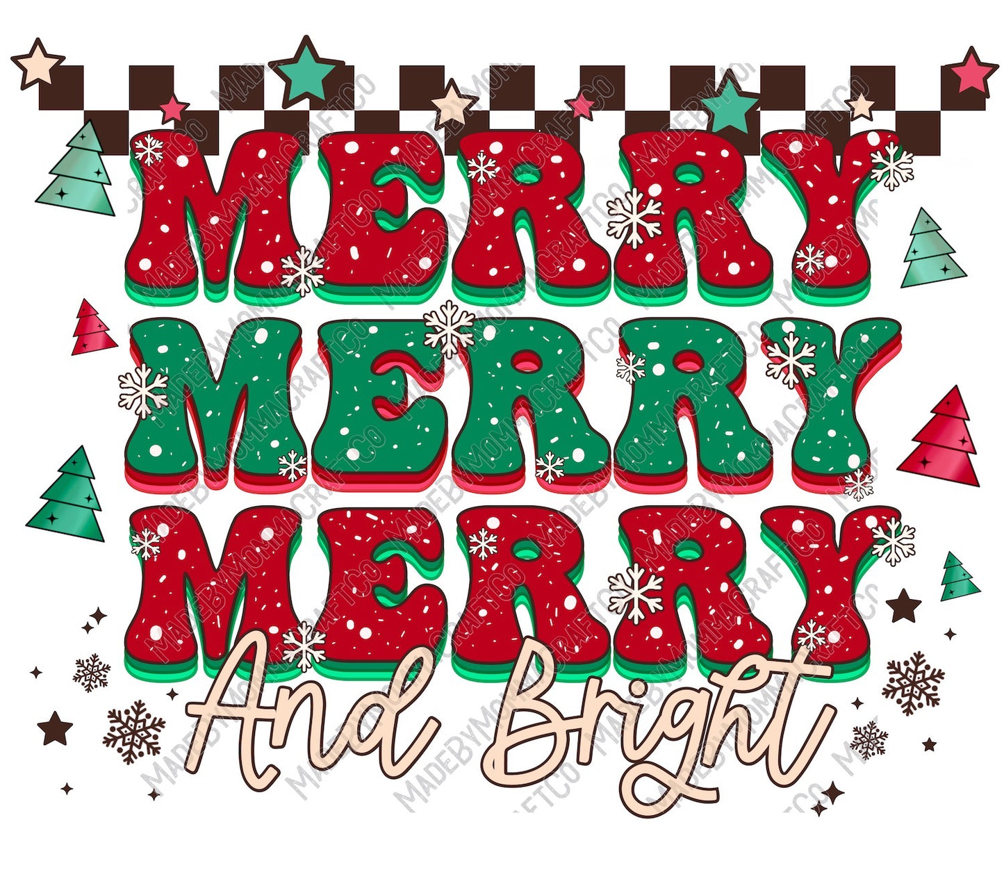 Merry Merry Bright - Christmas - Cheat Clear Waterslide™ or White Cast Sticker