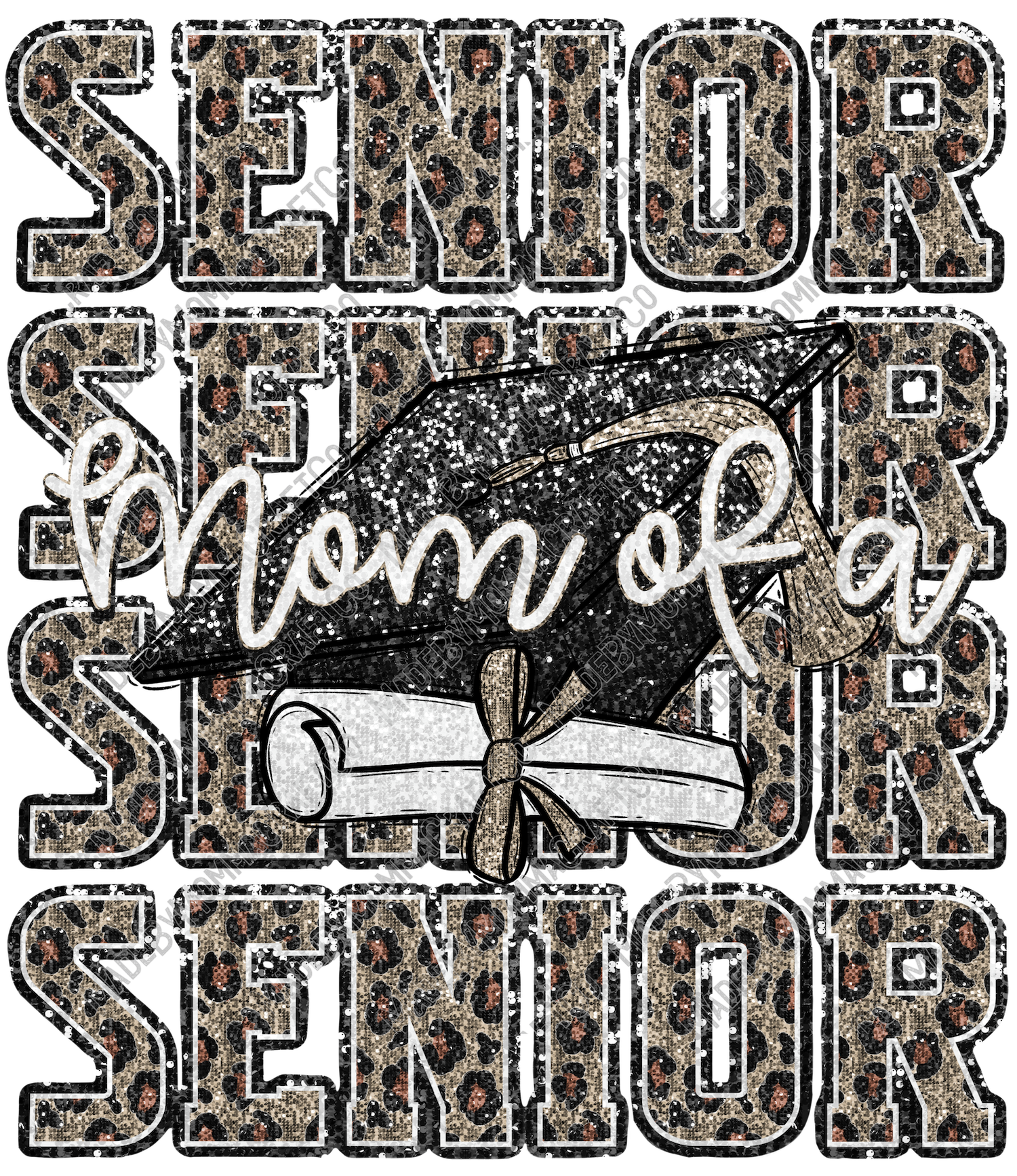 Mom Of A Senior Glitter Sequins - Cheat Clear Waterslide™ or White Cast Sticker