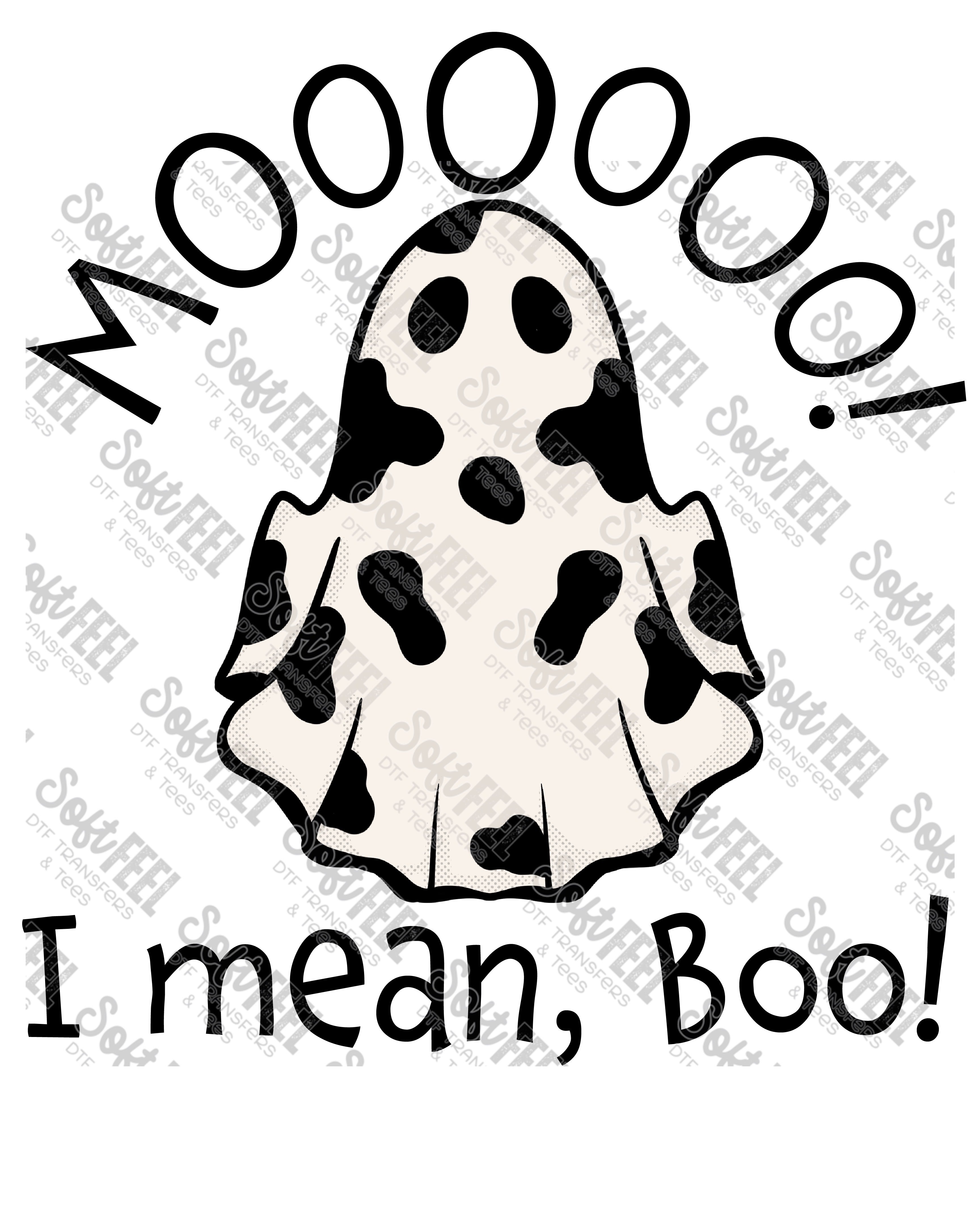 Moo I Mean Boo 1 - Halloween / Horror / Snarky / Humor - Direct To Film Transfer / DTF - Heat Press Clothing Transfer