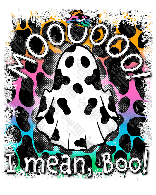 Moo I Mean Boo 2 - Halloween / Horror / Snarky / Humor - Direct To Film Transfer / DTF - Heat Press Clothing Transfer