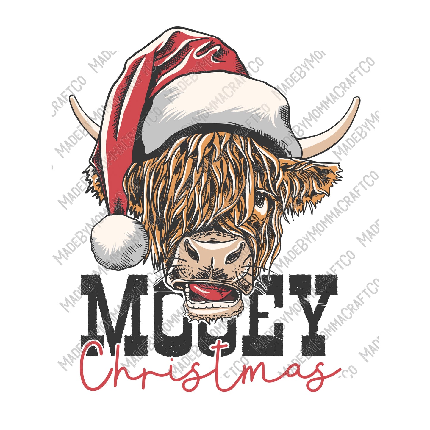 Mooey Christmas Retro - Christmas - Cheat Clear Waterslide™ or White Cast Sticker