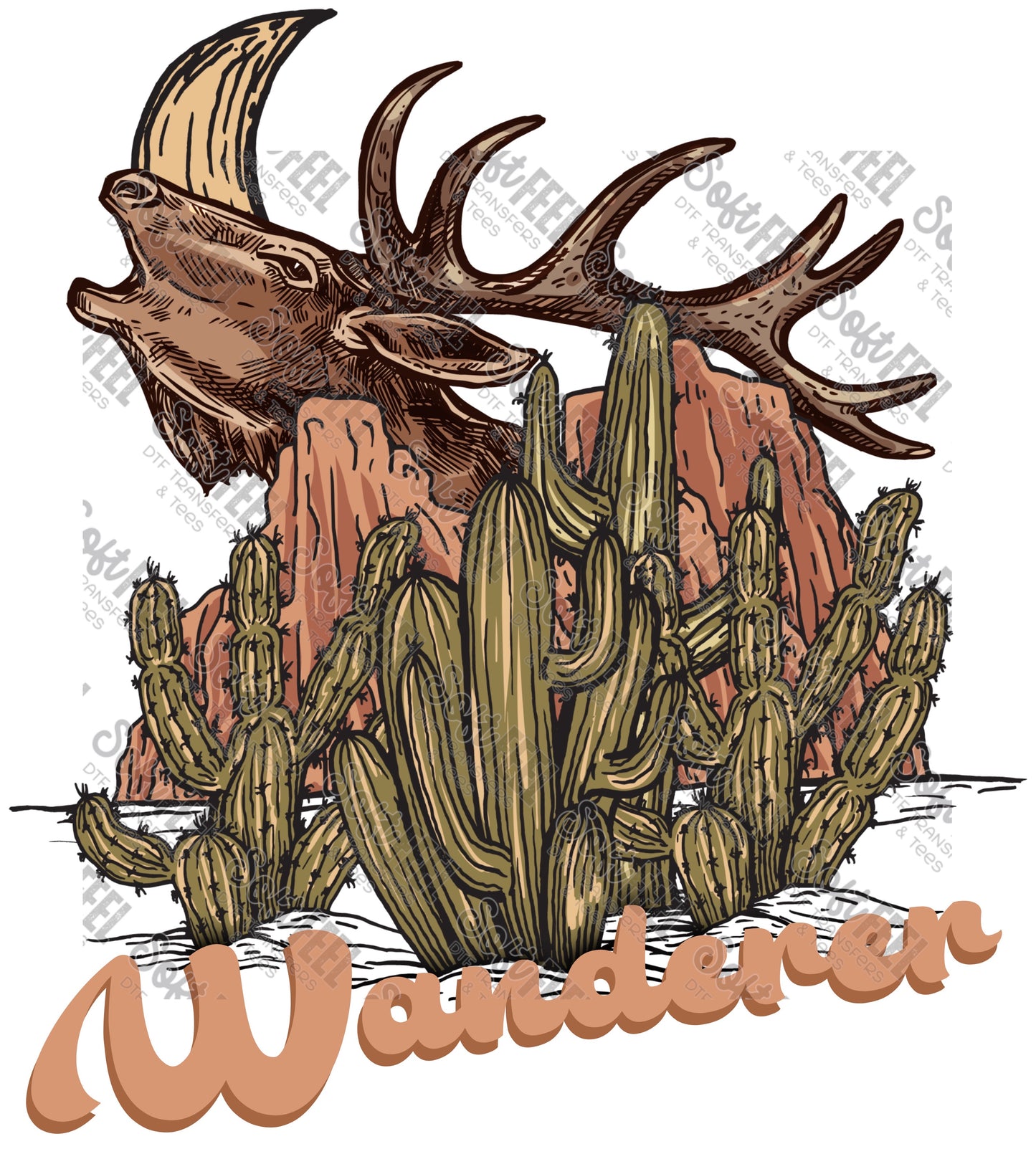 Moose Wanderer - Country Western / Hippie Gypsy - Direct To Film Transfer / DTF - Heat Press Clothing Transfer