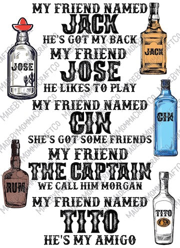 My Friend Jack Whiskey Friends - Country Western - Cheat Clear Waterslide™ or White Cast Sticker