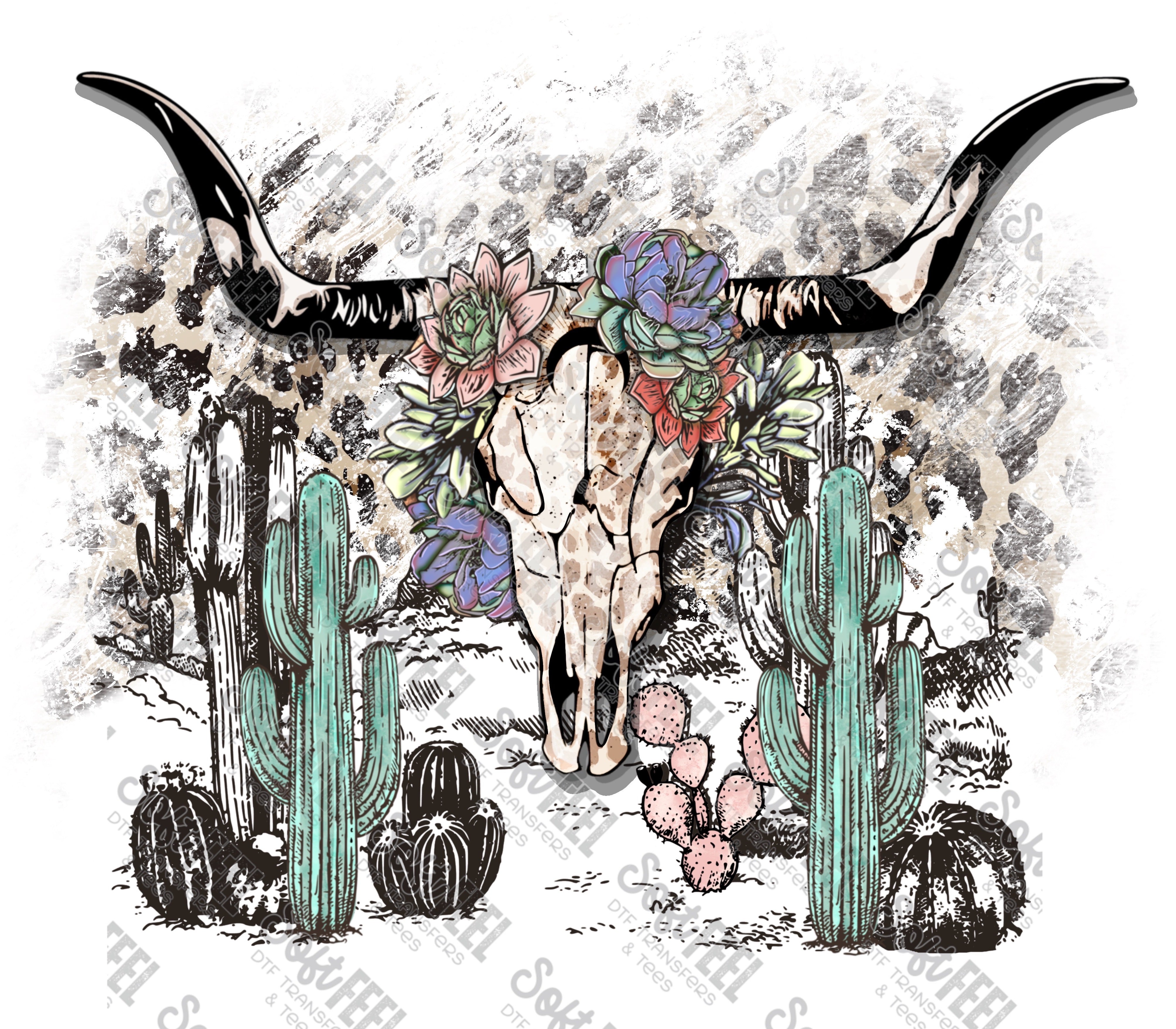 My Sunrise Western Skull - Women&#39;s / Western - Direct To Film Transfer / DTF - Heat Press Clothing Transfer