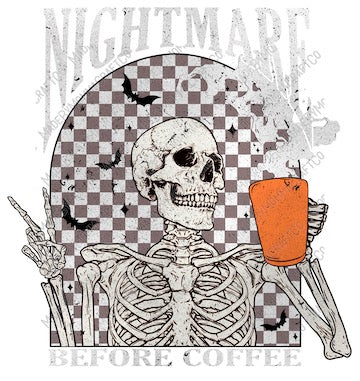 Nightmare Before Coffee Skeleton - Halloween - Cheat Clear Waterslide™ or White Cast Sticker