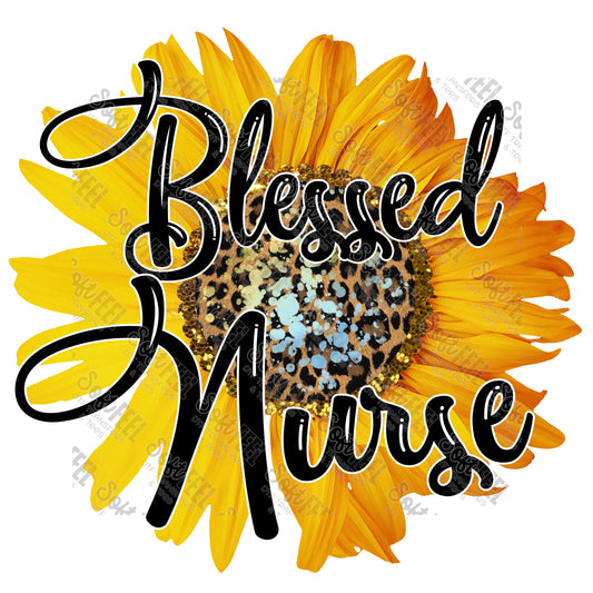 Blessed Nurse Sunflower - Occupations / Nursing - Direct To Film Transfer / DTF - Heat Press Clothing Transfer