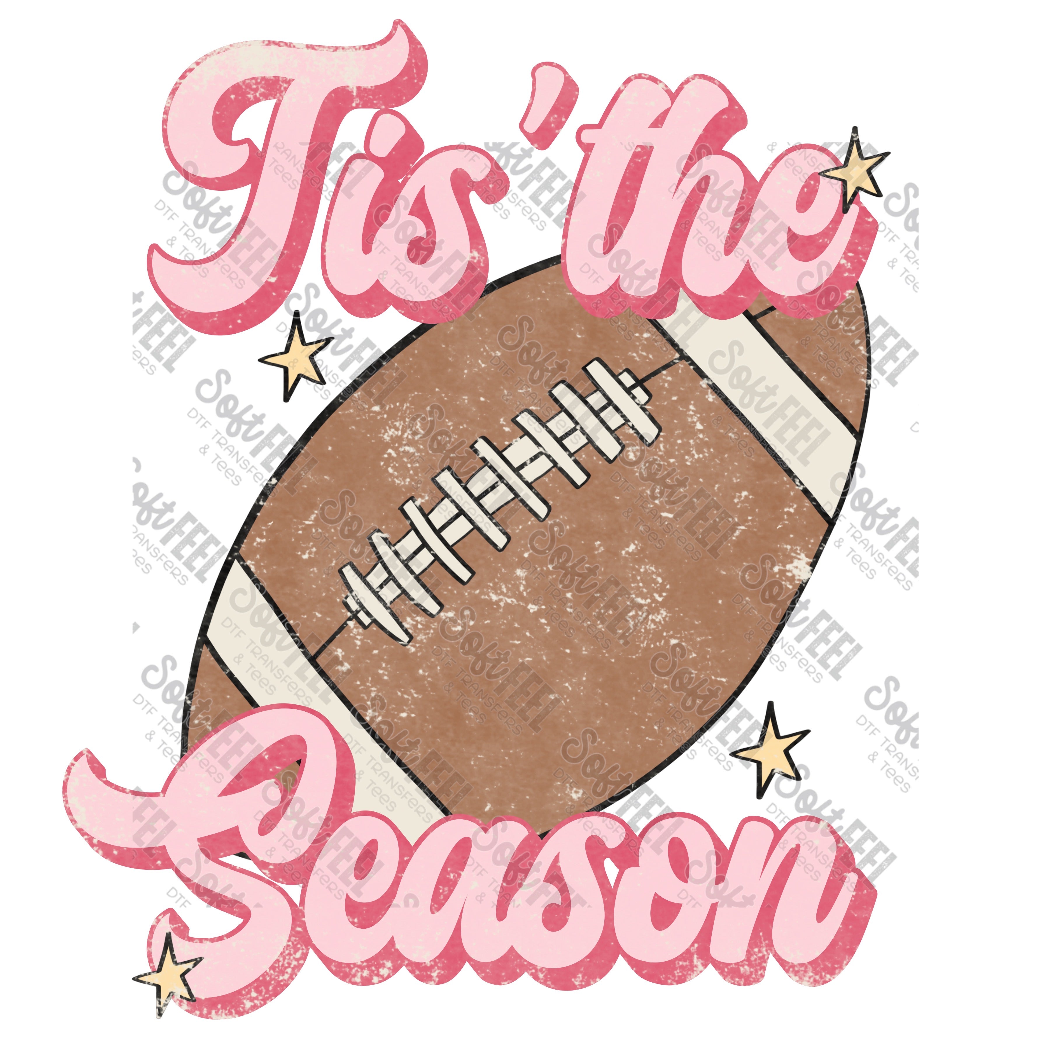 Tis&#39; The Season - Fall Football / Retro Grunge - Direct To Film Transfer / DTF - Heat Press Clothing Transfer