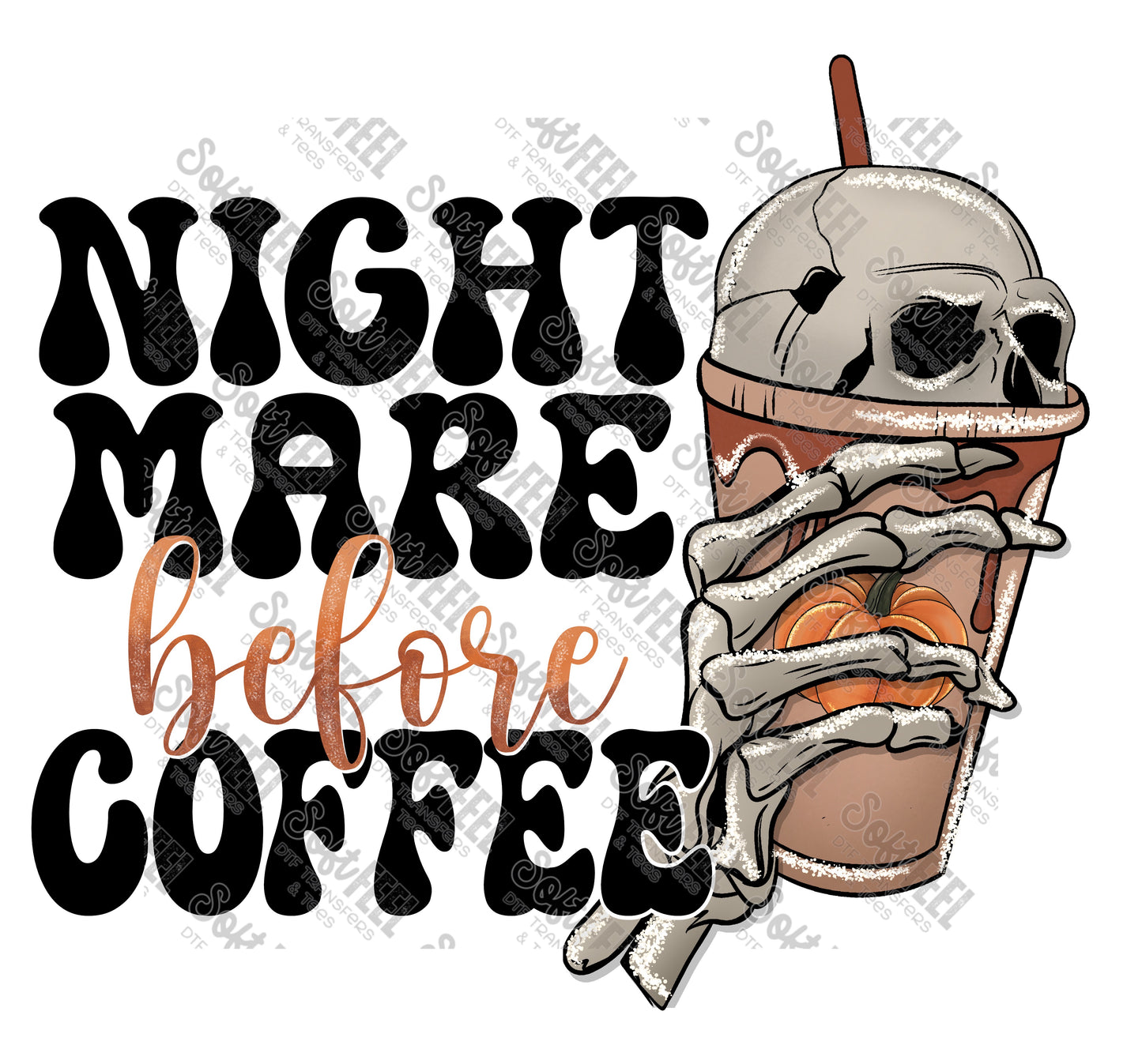 Nightmare Before Coffee - Halloween / Horror - Direct To Film Transfer / DTF - Heat Press Clothing Transfer