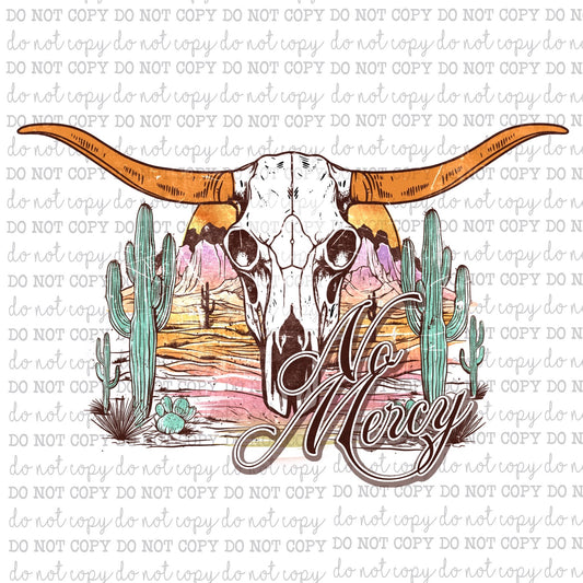 No Mercy Skull - Country Western - Cheat Clear Waterslide™ or White Cast Sticker