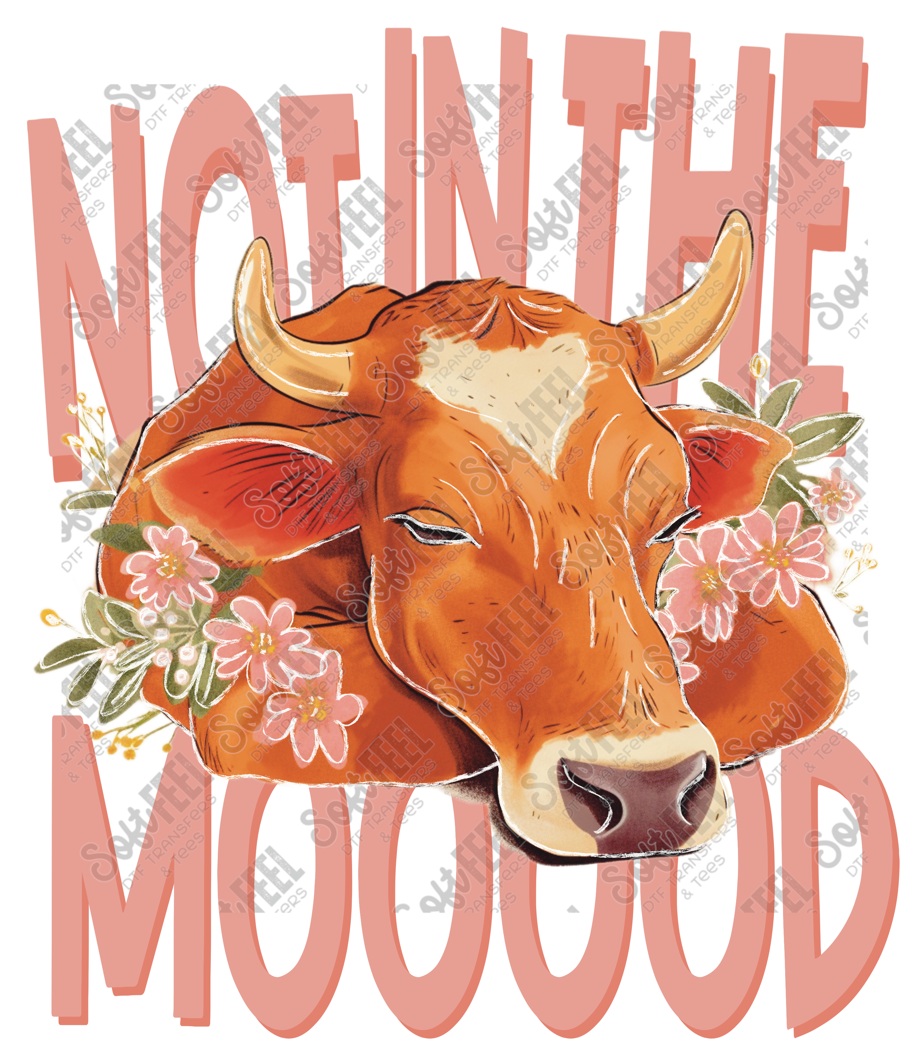Not In The Mood Cow - Women&#39;s / Youth / Humor / Western - Direct To Film Transfer / DTF - Heat Press Clothing Transfer