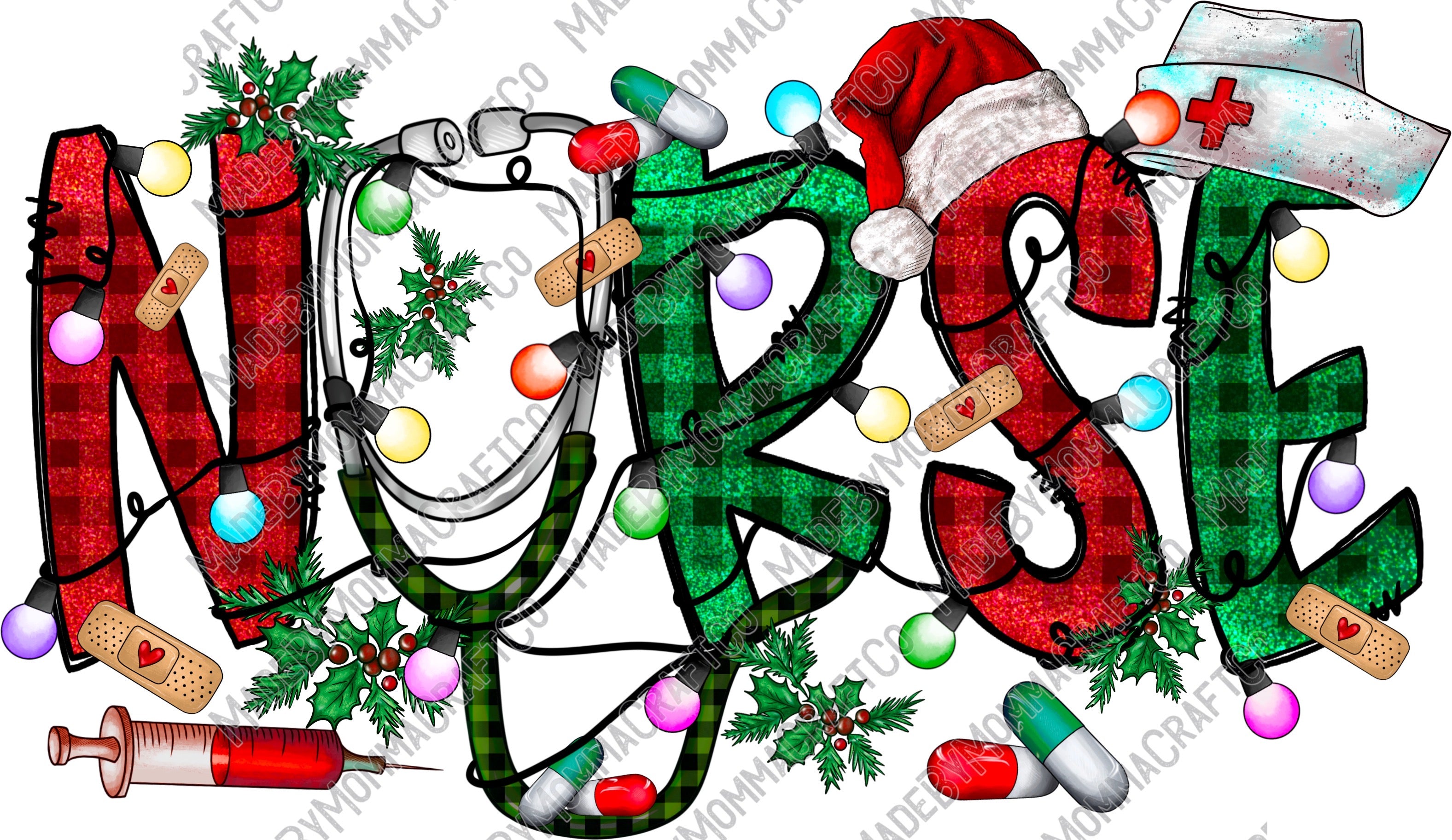 Nurse Christmas - Occupations - Cheat Clear Waterslide™ or White Cast Sticker