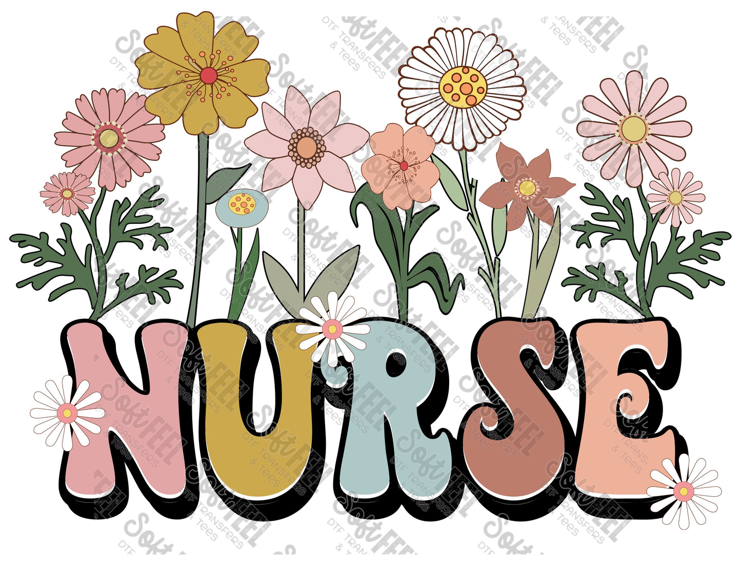 Nurse Wildflower - Occupations / Nursing - Direct To Film Transfer / DTF - Heat Press Clothing Transfer