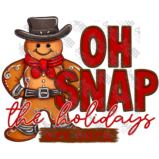 Oh Snap - Christmas / Faux Embroidery - Direct To Film Transfer / DTF - Heat Press Clothing Transfer