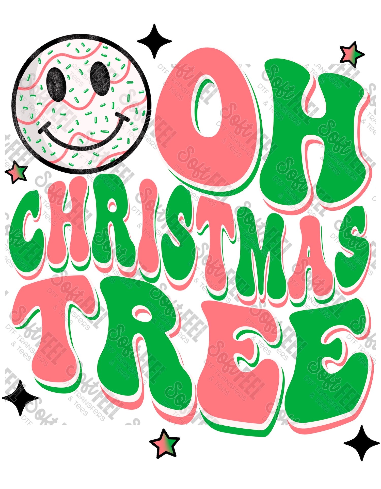 Oh Christmas Tree 1 - Women&#39;s / Christmas / Retro / Youth - Direct To Film Transfer / DTF - Heat Press Clothing Transfer