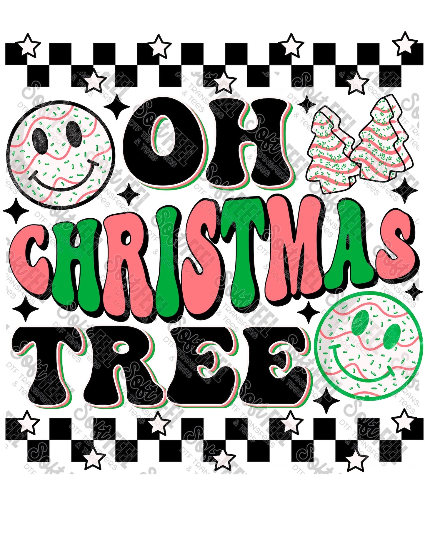 Oh Christmas Tree 4 - Women's / Christmas / Retro / Youth - Direct To Film Transfer / DTF - Heat Press Clothing Transfer