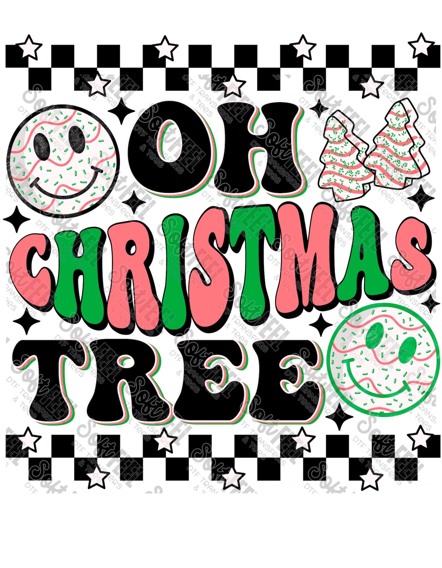 Oh Christmas Tree 4 - Women&#39;s / Christmas / Retro / Youth - Direct To Film Transfer / DTF - Heat Press Clothing Transfer