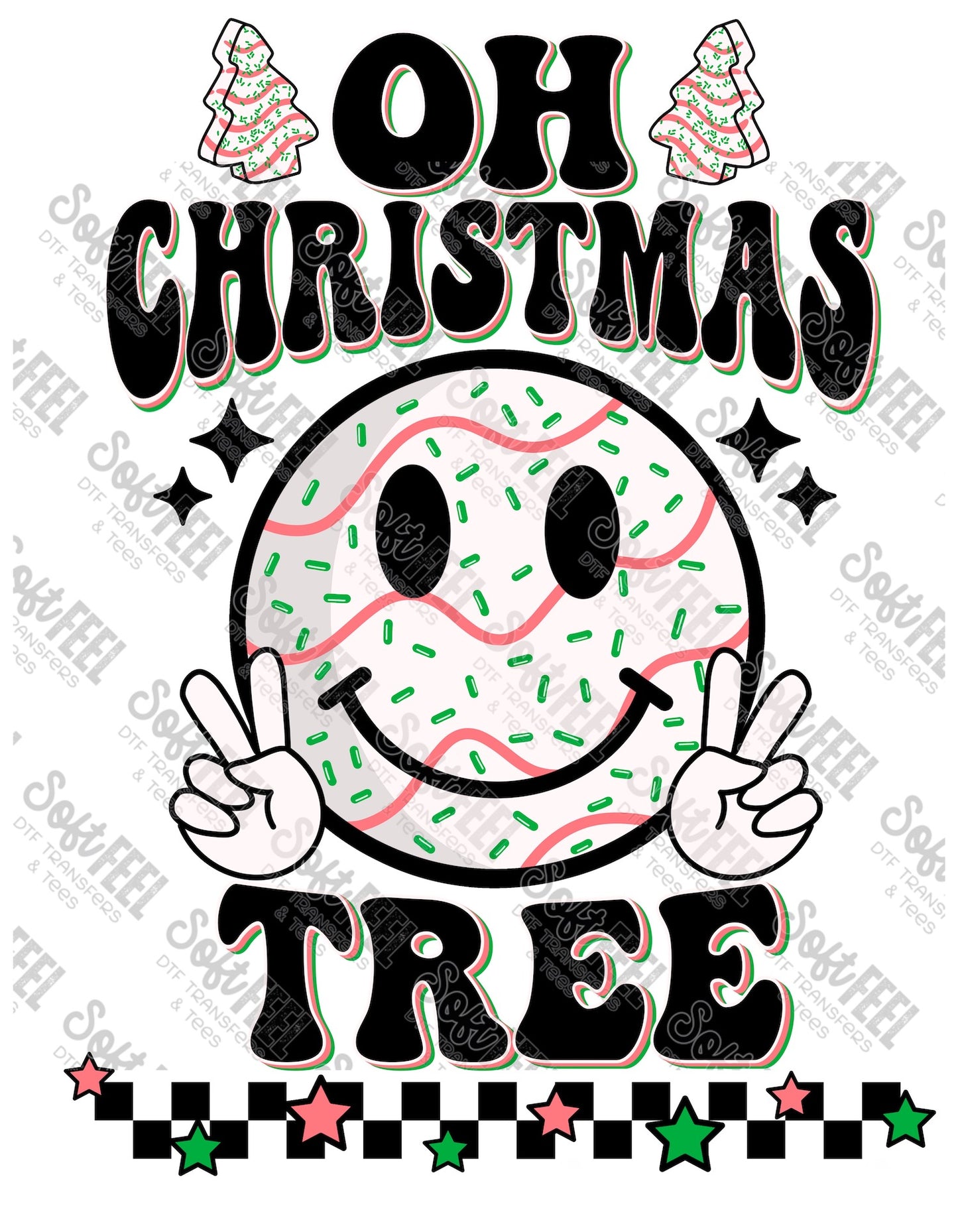 Oh Christmas Tree 2 - Women's / Christmas / Retro / Youth - Direct To Film Transfer / DTF - Heat Press Clothing Transfer