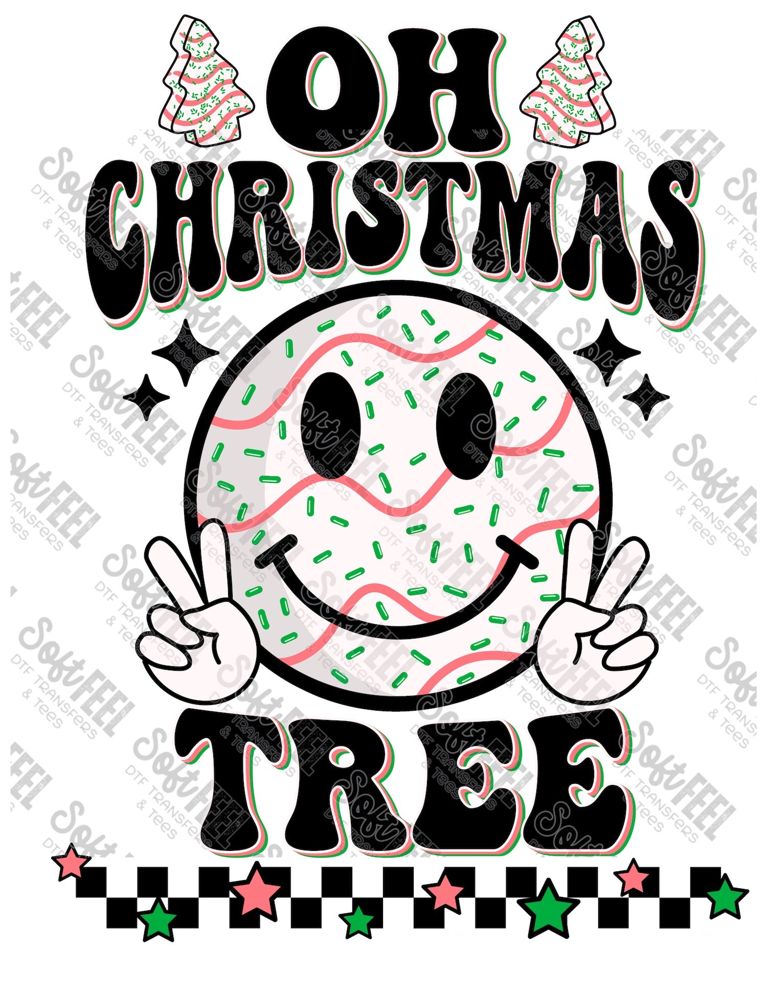 Oh Christmas Tree 2 - Women&#39;s / Christmas / Retro / Youth - Direct To Film Transfer / DTF - Heat Press Clothing Transfer