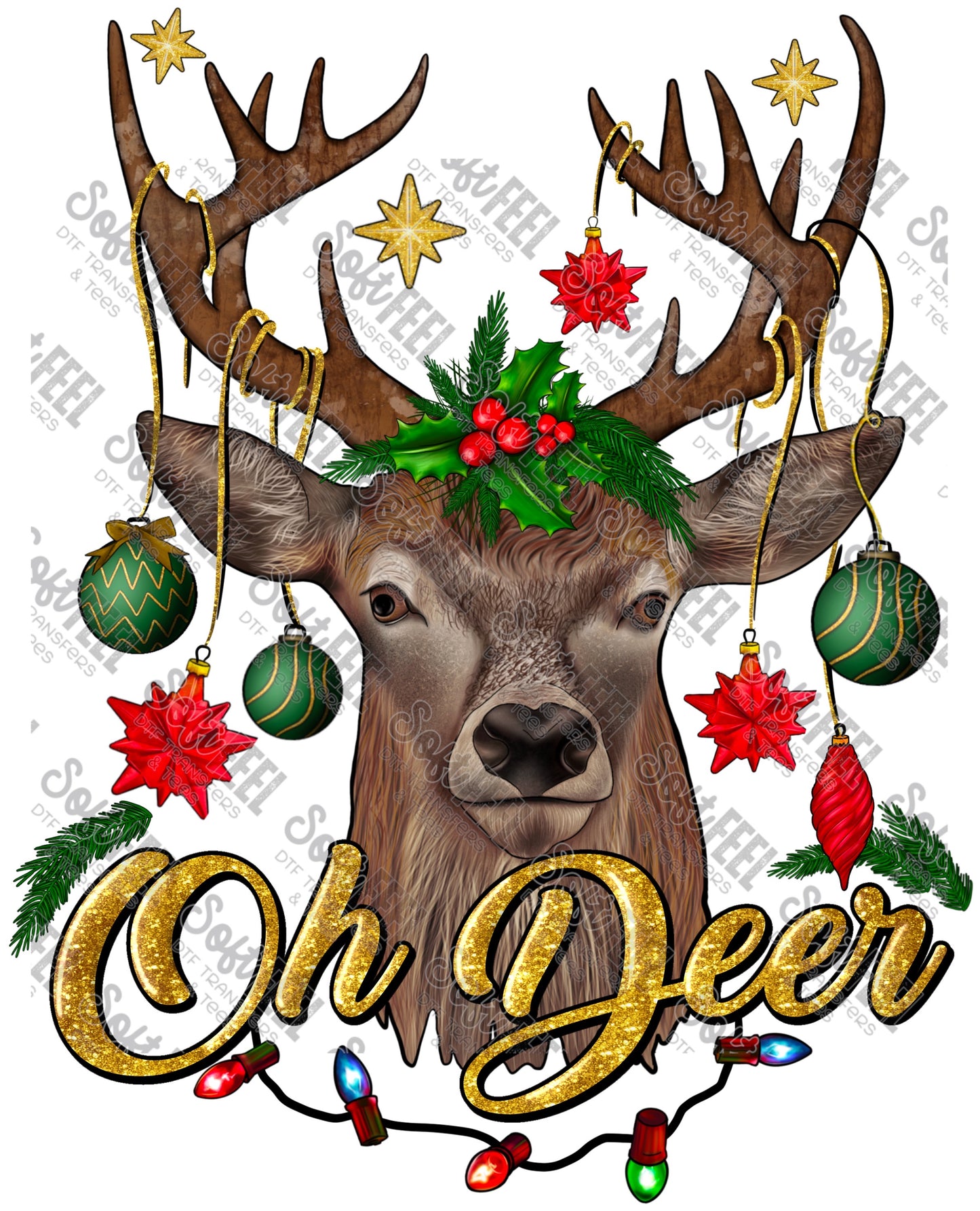 Oh Deer Christmas - Christmas - Direct To Film Transfer / DTF - Heat Press Clothing Transfer