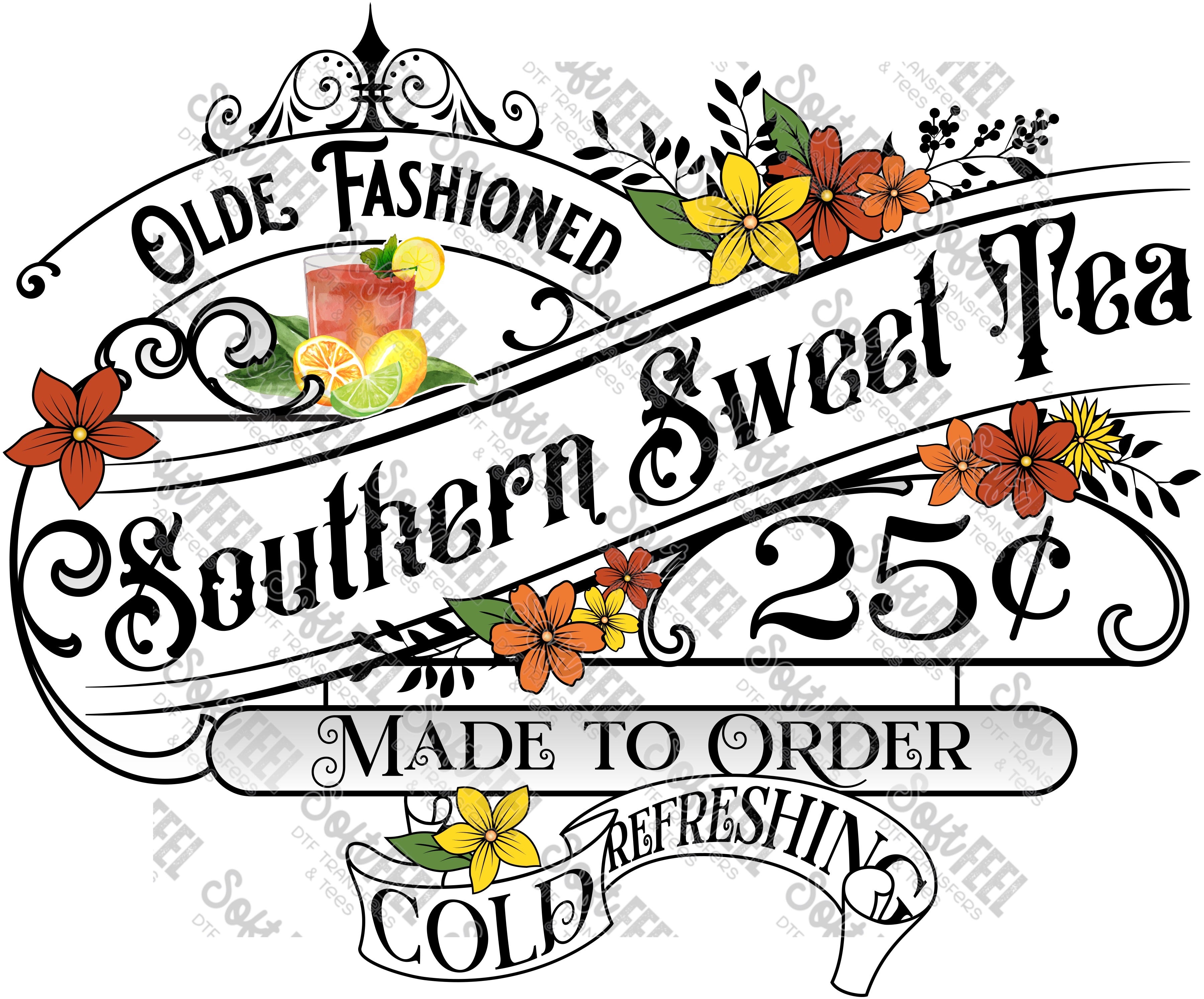 Olde Fashioned Southern Sweet Tea Vintage - Women&#39;s / Country Western - Direct To Film Transfer / DTF - Heat Press Clothing Transfer