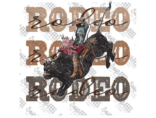 Rodeo Bucking Bull - Country Western - Direct To Film Transfer / DTF - Heat Press Clothing Transfer