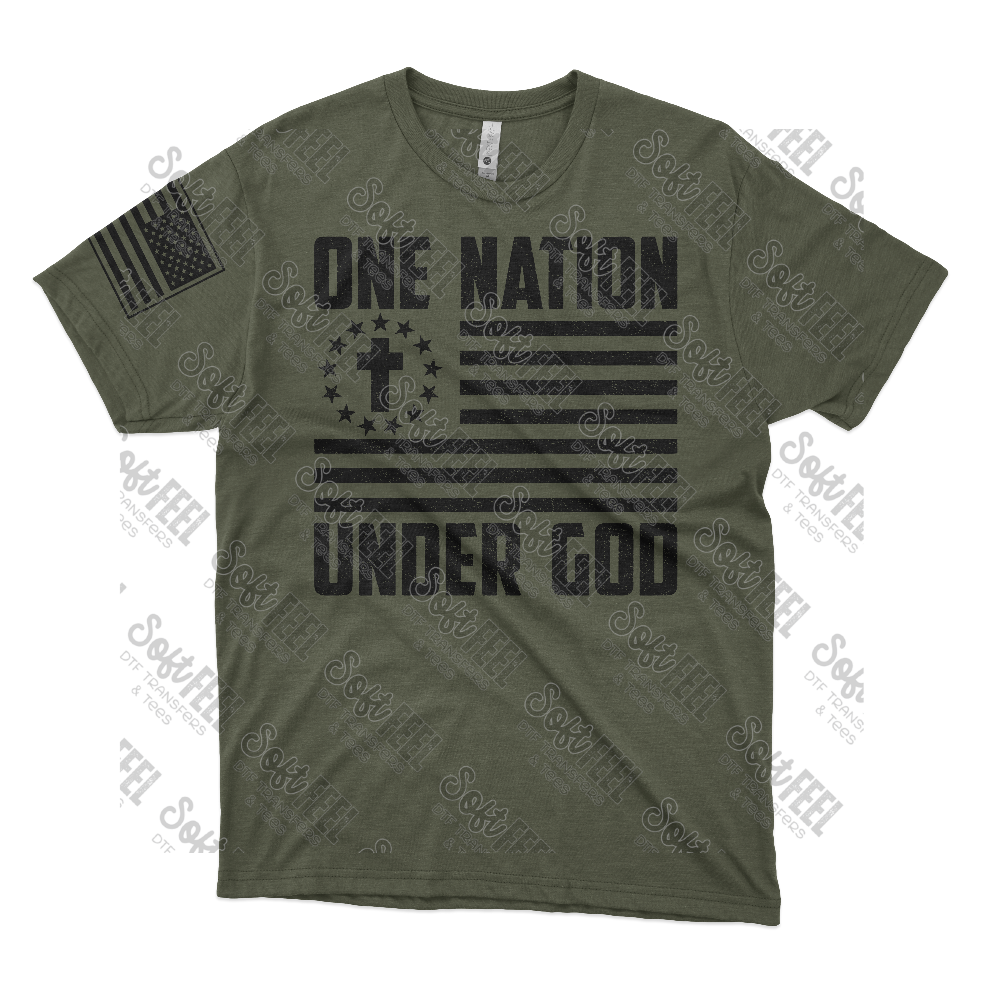 One Nation Under God Flag - Men&#39;s / Military / Patriotic - Direct To Film Transfer / DTF - Heat Press Clothing Transfer
