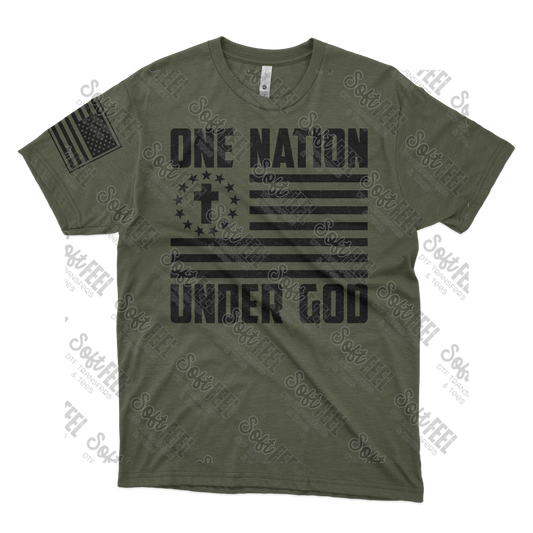 One Nation Under God Flag - Men's / Military / Patriotic - Direct To Film Transfer / DTF - Heat Press Clothing Transfer