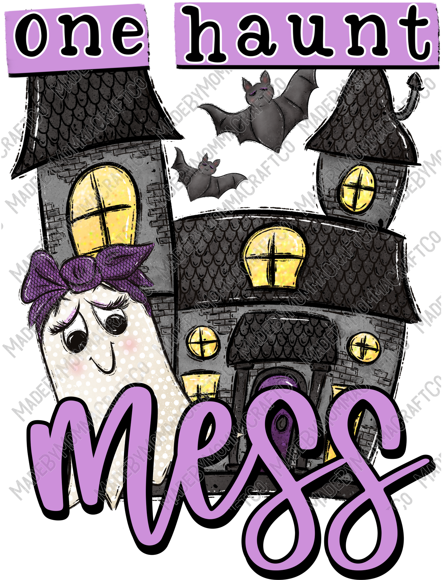 One Haunt Mess Ghost - Halloween - Cheat Clear Waterslide™ or White Cast Sticker